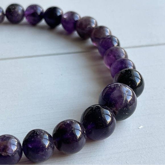 Vintage Graduated Purple Amethyst Beaded 15” Long Necklace with Barrel Clasp - Picture 12 of 15
